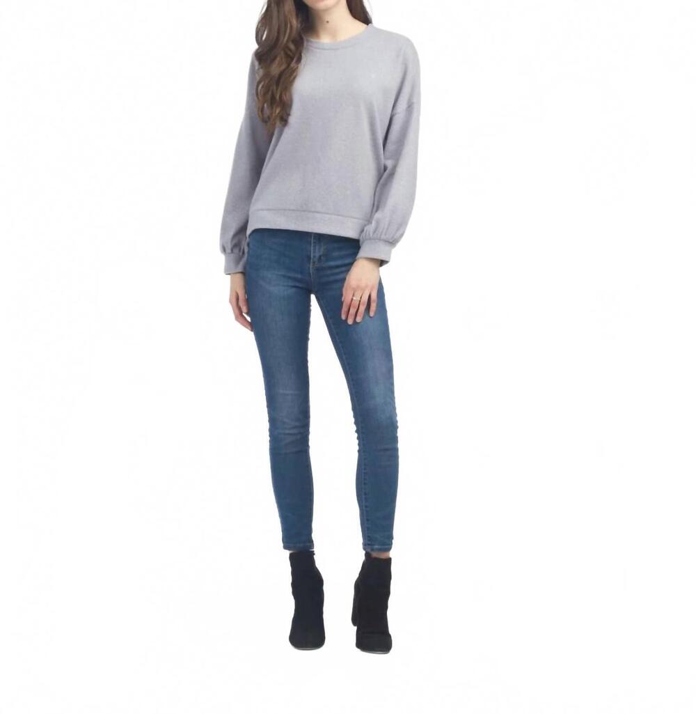 NEW PAPILLON lurex infused dolman sleeve top in light grey